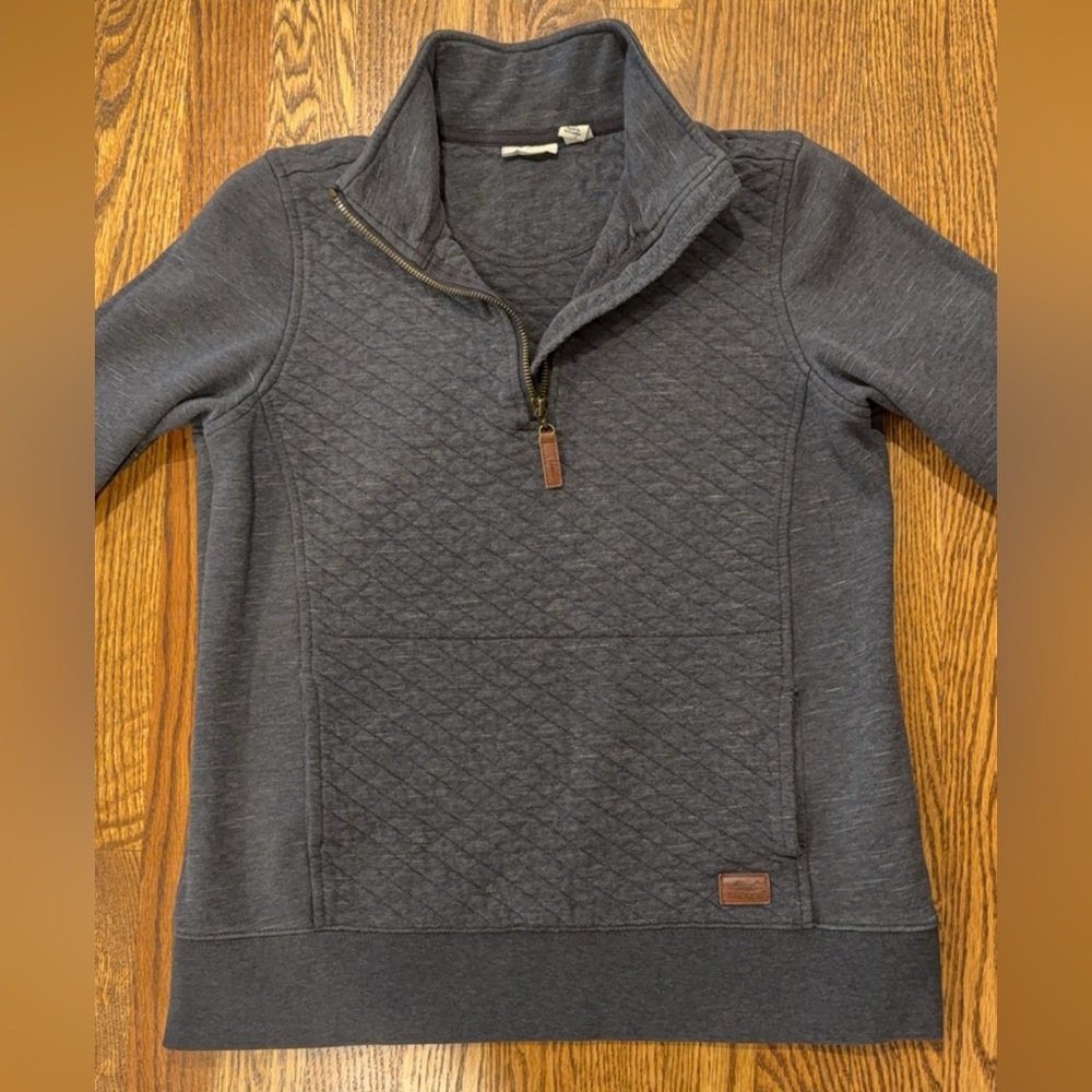 LLBean | Women's Quilted Quarter-Zip Pullover | Small | Charcoal Gray